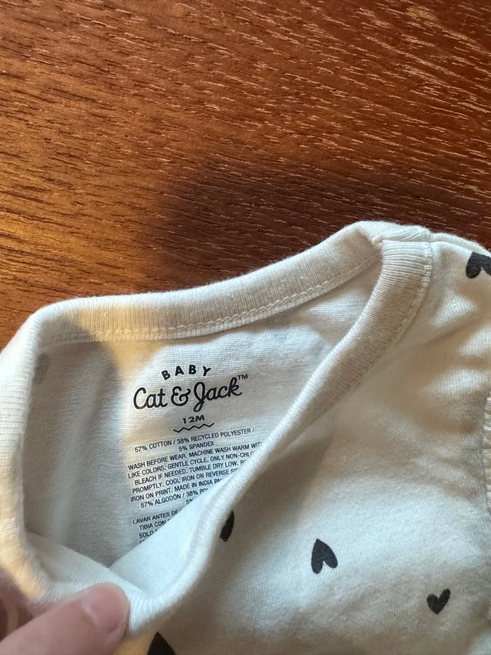 Cat & Jack White Baby Heart Ruffle Bodysuit with Black Accent